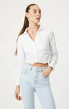 MAVI CROPPED BUTTON-UP SHIRT IN WHITE