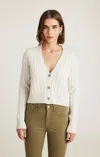 Mavi Cropped Cable-knit Cardigan In Light Grey Melange In Gray