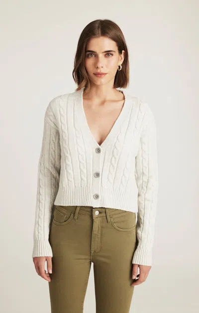 Mavi Cropped Cable-knit Cardigan In Light Grey Melange In Gray