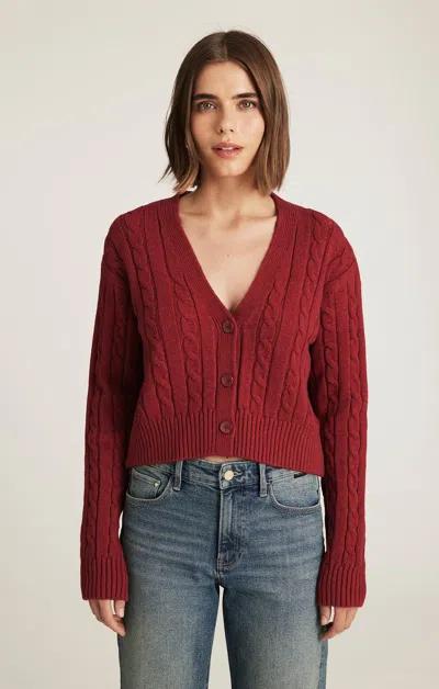 Mavi Cropped Cable-knit Cardigan In Rio Red