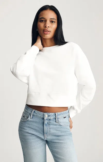 Mavi Cropped Crew Neck Sweatshirt In White
