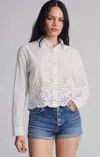 Mavi Cropped Eyelet Embroidery Shirt In White