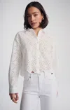 Mavi Cropped Eyelet Shirt In White In White