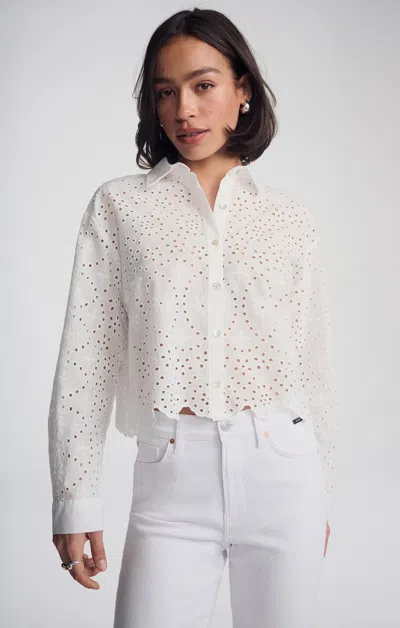 Mavi Cropped Eyelet Shirt In White