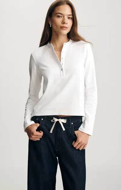 Mavi Cropped Henley T-shirt In White