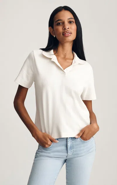 Mavi Cropped Polo T-shirt In Coconut Milk In White