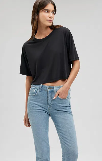 Mavi Cropped Short Sleeve T-shirt In Black
