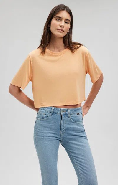 Mavi Cropped Short Sleeve T-shirt In Peach Cobbler In Orange