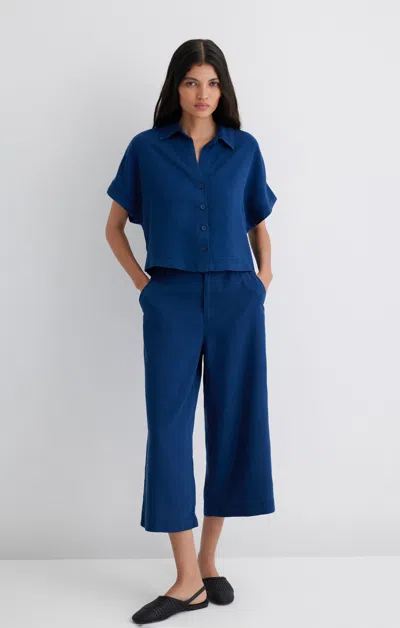 Mavi Denim Short Sleeve Button-up Shirt In Light Indigo
