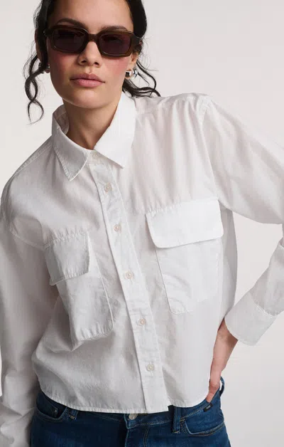 Mavi Double Pocket Cropped Button-up Shirt In White