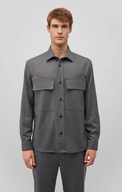 Mavi Double Pocket Shirt In Dark Grey Melange