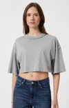 Mavi Drop Shoulder Cropped T-shirt In Monument In Grey