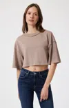 Mavi Drop Shoulder Cropped T-shirt In Moon Rock In Brown