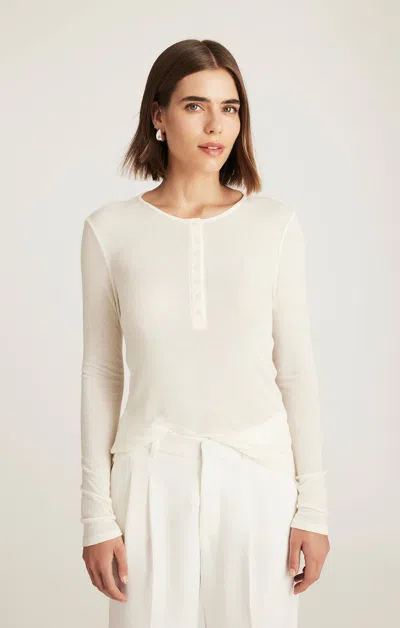Mavi Edition Long Sleeve Henley T-shirt In Marshmallow In White