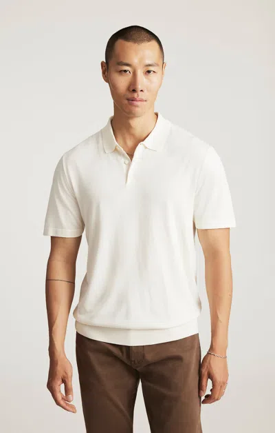 Mavi Edition Short Sleeve Polo Sweater In Antique White