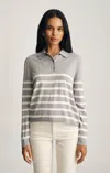 Mavi Edition Wool Polo Sweater In Light Grey Melange Stripe In Gray