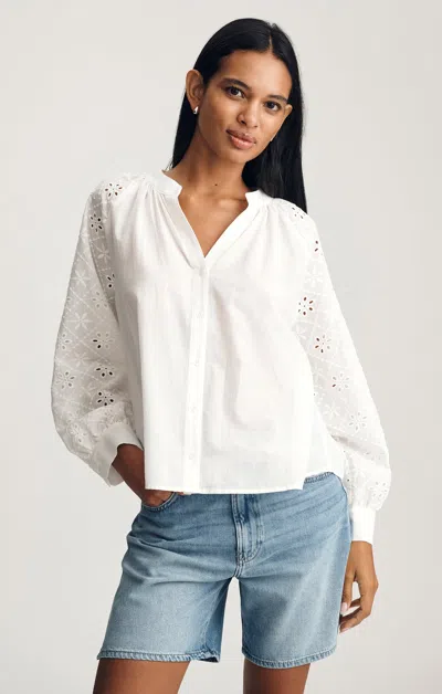 Mavi Embroidered Sleeve Button-up Shirt In White