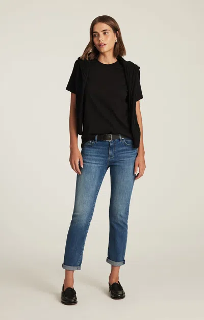 Mavi Emma Slim Boyfriend In  Brushed Tribeca In Blue