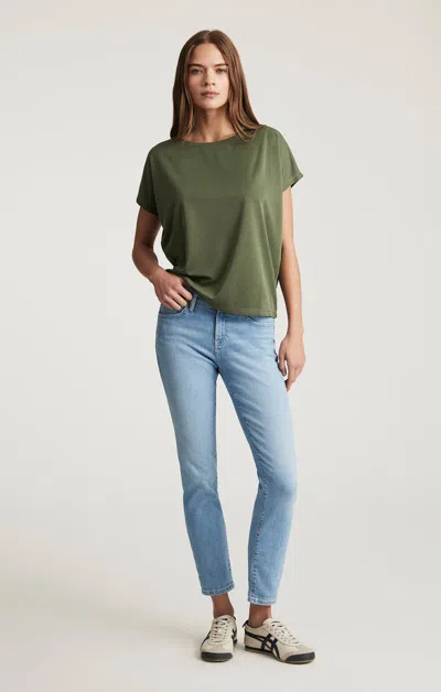 Mavi Emma Slim Boyfriend In Light Brushed Flex Blue In Green