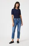 Mavi Emma Slim Boyfriend In Mid Brushed Tribeca In Blue
