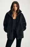 Mavi Faux Fur Jacket In Obsidian In Black