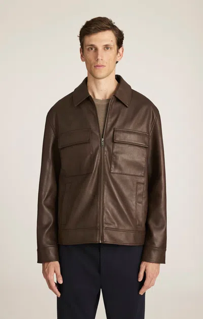 Mavi Faux Leather Harrington Jacket In Demitasse In Brown