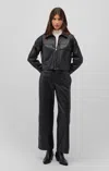 Mavi Faux Leather Wide Leg Pants In Black In Black