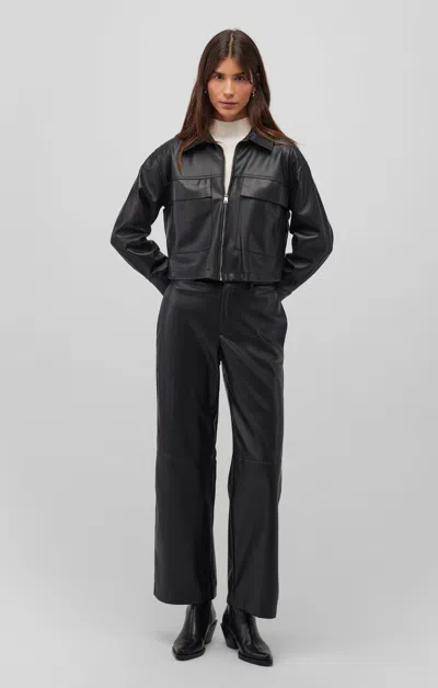Mavi Faux Leather Wide Leg Pants In Black