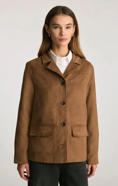 Mavi Faux Suede Chore Jacket In Bison In Brown