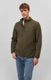 Mavi Fleece Button Pullover In Olive Night In Green
