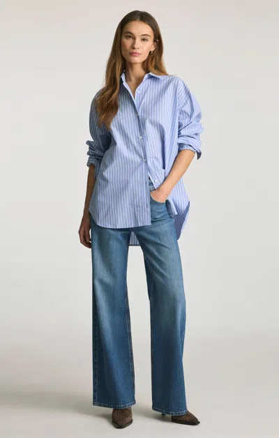 Mavi Florida Wide Leg In Mid Brushed Classic Blue