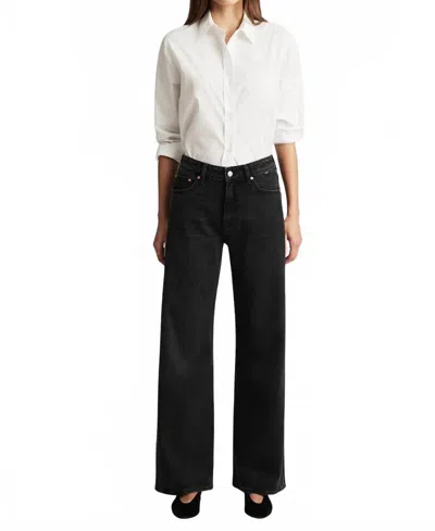 Mavi Florida Wide Leg Jeans In Dark Smoke In Animal Print