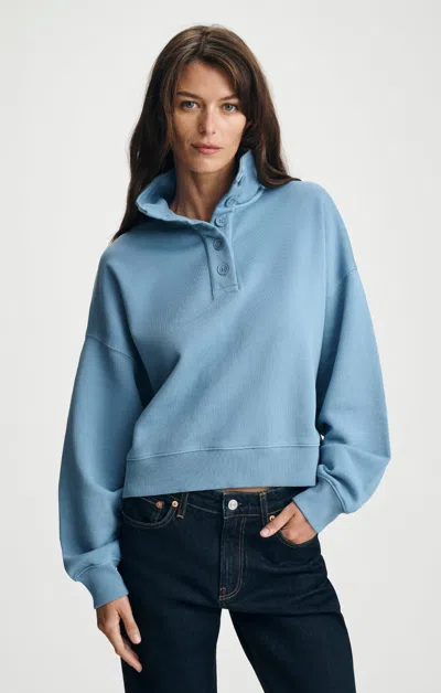 Mavi Funnel Neck Henley Sweatshirt In Cyaneus In Blue