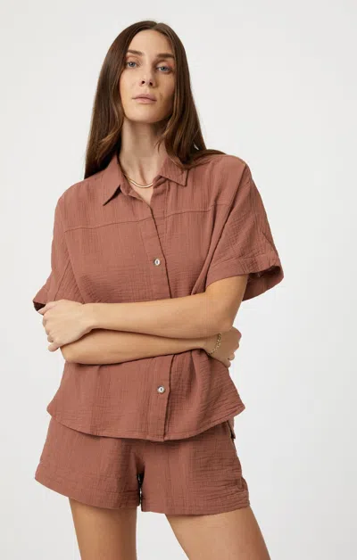 Mavi Gauze Short Sleeve Shirt In Brownie