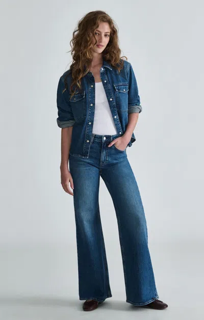 Mavi Grace Flare In Mid Brushed Classic Blue In Medium Blue