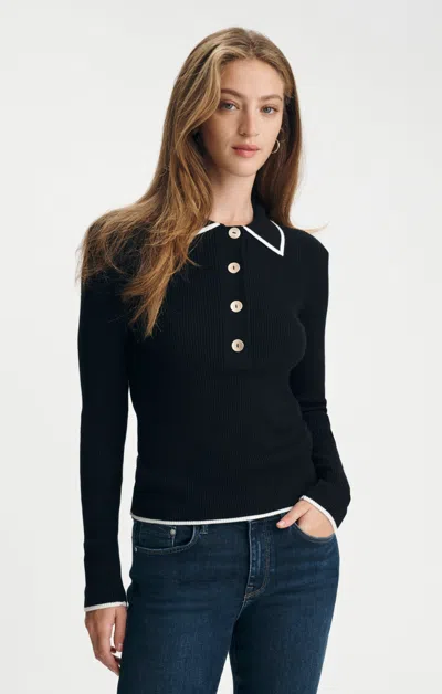 Mavi Half Button Sweater In Black