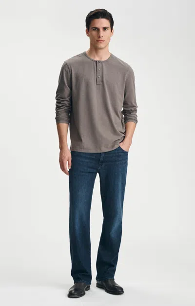 Mavi Half Buttoned Long Sleeve Tee In Falcon In Brown
