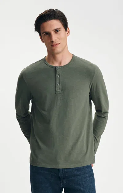 Mavi Half Buttoned Long Sleeve Tee In Thyme In Green