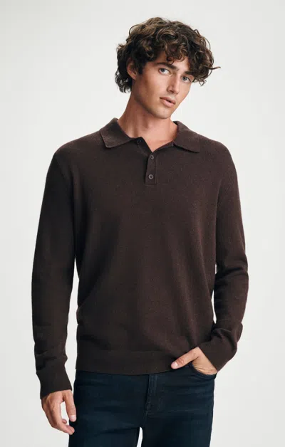 Mavi Half Buttoned Wool Blend Sweater In Java In Brown