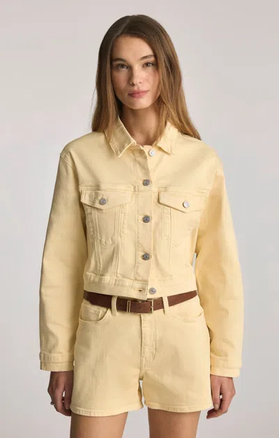 Mavi Harmony Denim Jacket In Faded Lemon Denim In Yellow