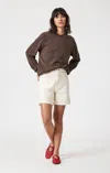 Mavi Heidi Long Cuffed Shorts In Ecru 90's In Beige