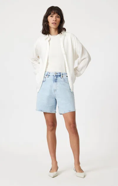 Mavi Heidi Long Shorts In Bleached 90's In Light Blue