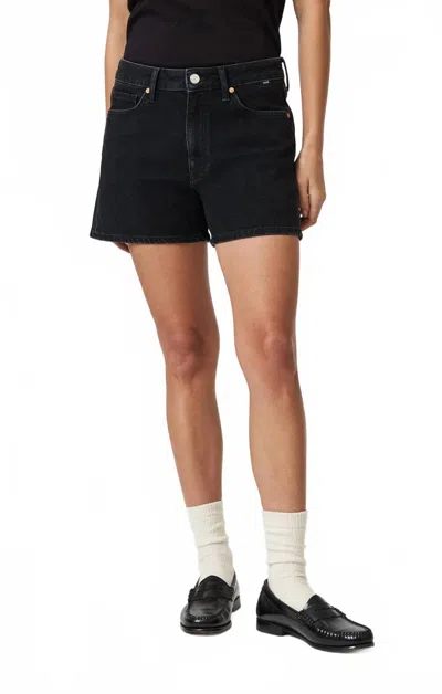Mavi Heidi Straight Leg Shorts In Dark Smoke In Black