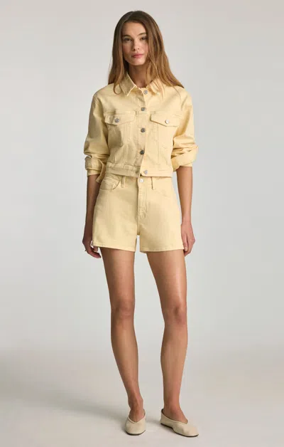 Mavi Heidi Straight Leg Shorts In Faded Lemon Denim In Yellow