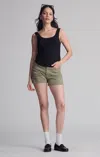 Mavi Heidi Straight Leg Shorts In Green Flex Blue