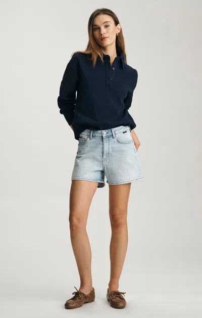 Mavi Heidi Straight Leg Shorts In Light Brushed Classic Blue