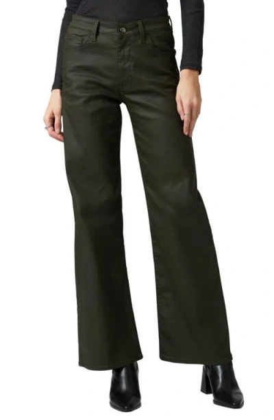 Mavi Jeans Alena Coated Wide Leg Jeans In Dark Olive Coated