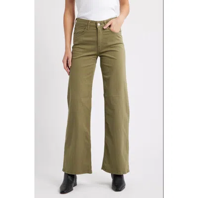Mavi Jeans Alena High Waist Wide Leg Sateen Pants In Green