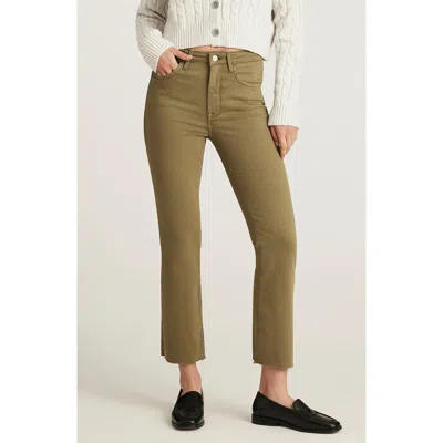 Mavi Jeans Anika Mid Rise Raw Hem Crop Flare Jeans In Dark Olive Flex Blue