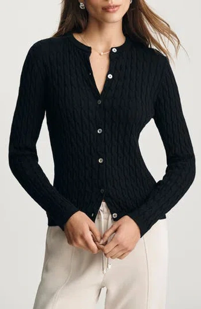 Mavi Jeans Cable Stitch Cotton & Cashmere Cardigan In Black